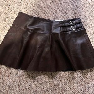 WeWoreWhat Brown Leather Skirt